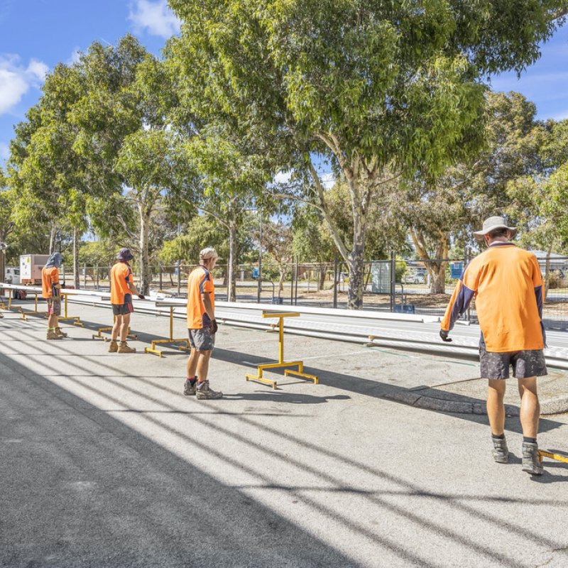 Fielders KingKlip 700 mobile rollforming at Armadale Arena